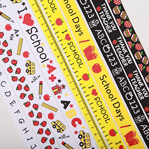 Meseey Back to School Themed Grosgrain Ribbon Ruler School Bus Apple ABC Pencil Backpack Books Chalkboard Printed Craft Ribbons for Teacher Appreciation,Wreath,Gift Wrapping (School Theme Set) - color: School Theme Set