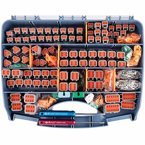 JRready ST6313 Deutsch DT 2/3/4/6/8/12 Pin Connector Kit, Solid Contacts - size: DT Kit (604pcs)
