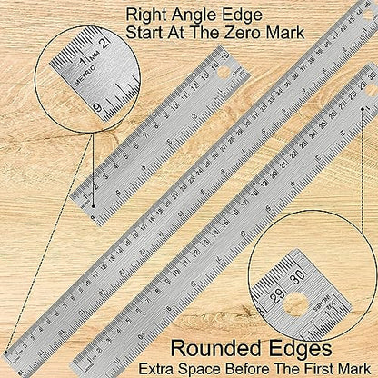Metal Ruler 18 Inch, Non-Slip Cork Backing, Ink Bleed-Resistant Edge, 2 Pcs - style: 18" 2 PCS