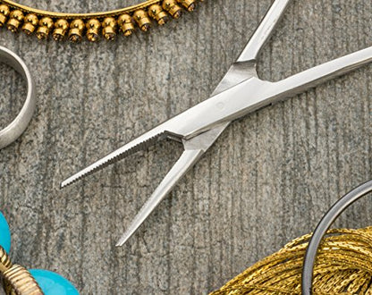 SE 5-Inch Stainless Steel Straight Forceps - Self-Locking, Serrated Tip for Precision Grip and Clamping - Perfect for Crafting, Fishing Tasks, Jewelry Making, and More! -650FS - size: 5", style: Straight