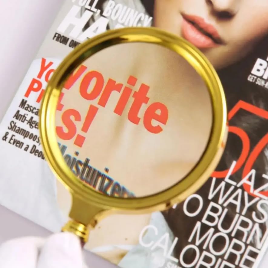20X HD Magnifying Glass (Full Size-90mm) for Desktop, Collectors, Youth and The Elderly. Free Bonus, (3) Credit Card Sized Magnifiers for Shopping or dosing Medicine ($3.96 Value).