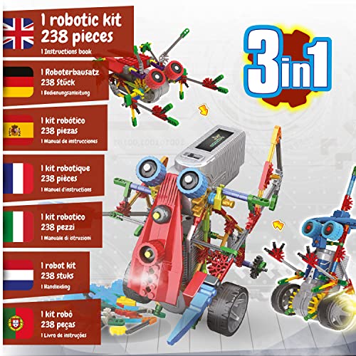 Science4you Robotics Alfabot - Robot Building Kit for Kids, 238 Pieces - Build Your Own Robots and Make Them Move - 3 Different Robots in 1 Toy - STEM Educational Toy for Kids Age 8-14 - style: Alfabot