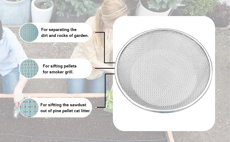 17''Soil Sifter for Gardening, Heavy Duty Rock Sifter,Fits Wheelbarrow Compost Sifter Dirt Sifter,Captures Dirt Rocks Sawdust - color: 2PCS Large 17''