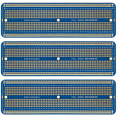 ElectroCookie Solderable Breadboard Large PCB Board for Electronics Projects Compatible for DIY Arduino Soldering Projects, Gold-Plated (3 Pack, Blue) - color: 1.Blue