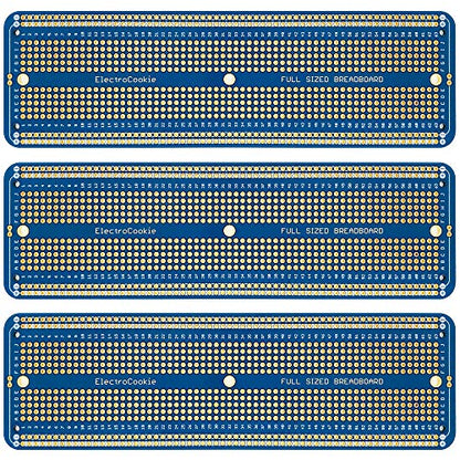 ElectroCookie Solderable Breadboard Large PCB Board for Electronics Projects Compatible for DIY Arduino Soldering Projects, Gold-Plated (3 Pack, Blue) - color: 1.Blue