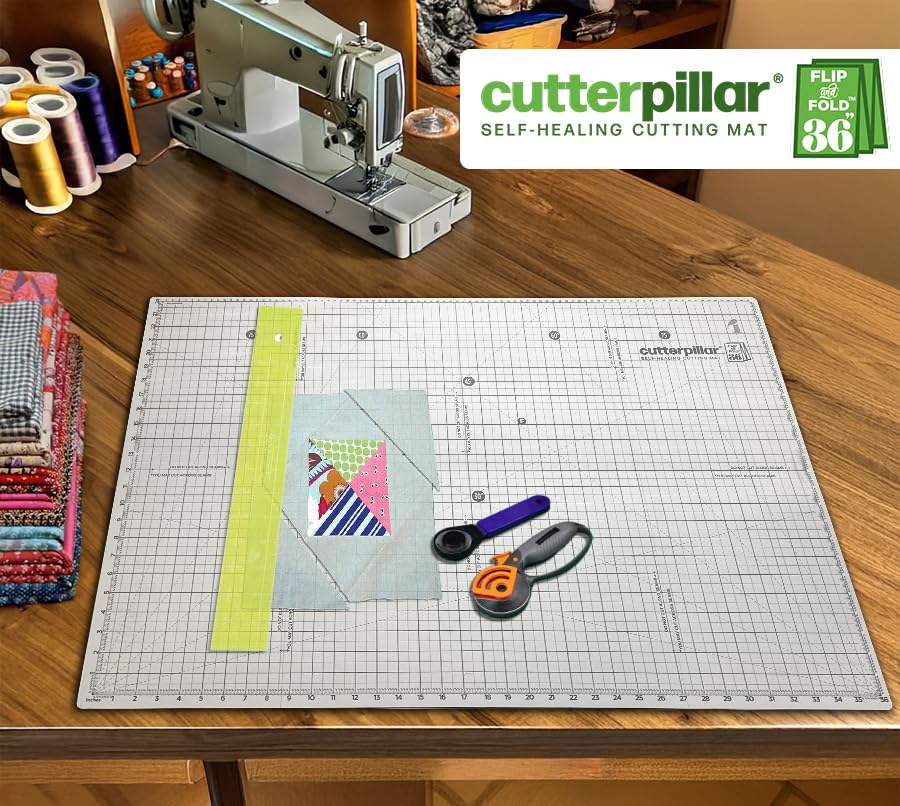 Cutterpillar Flip & Fold | Self-Healing Cutting Mat | 9" x 12" to 24" x 36" - size: Flip and Fold 36