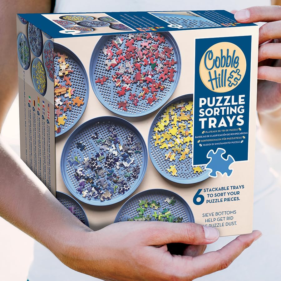 Cobble Hill Puzzle Sorting Trays - 6 Stackable Trays for Sorting and Sifting Puzzle Pieces