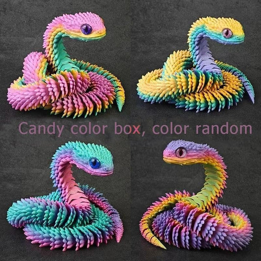 3D Printed Animals Set 3D Printed Snake Toys 3D Printed Articulated Flexible Fidget Toy 3D Printed Animals Exquisite Cute Pet Toy Children/Adults Fidget Toys (Random Candy, 23.6) - color: Random Candy, size: 23.6