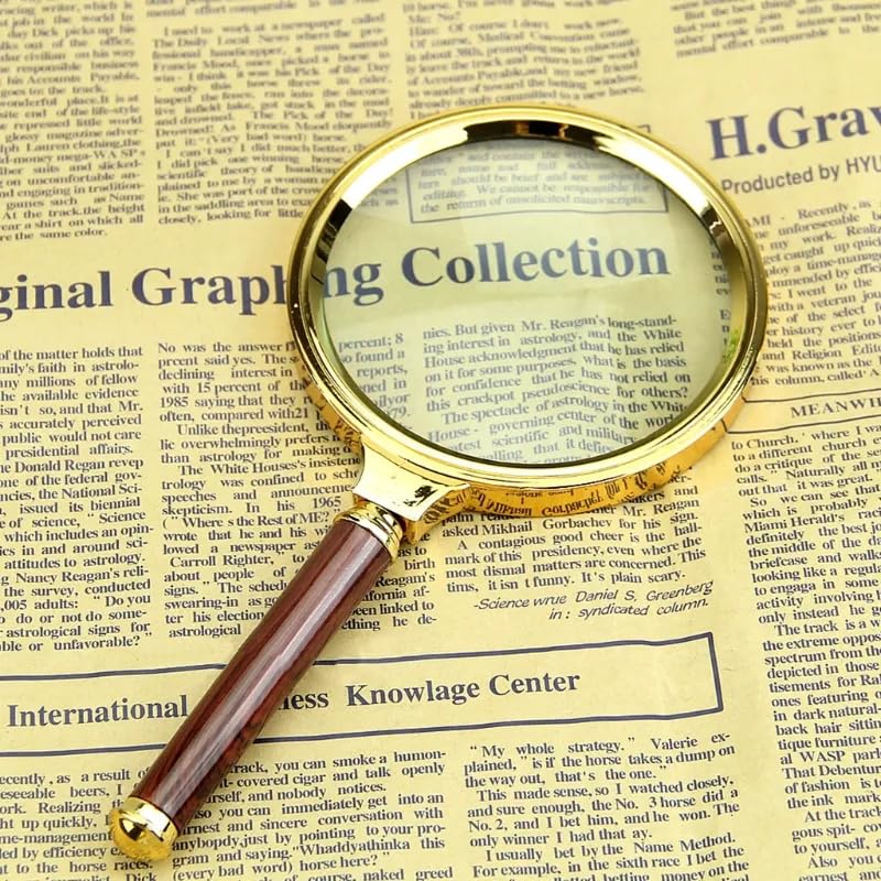 20X HD Magnifying Glass (Full Size-90mm) for Desktop, Collectors, Youth and The Elderly. Free Bonus, (3) Credit Card Sized Magnifiers for Shopping or dosing Medicine ($3.96 Value).