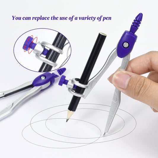 Unjoo Math Geometry Set 10 Pcs, Compass and Protractor for Students(Purple - color: Purple1