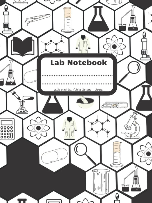 Lab notebook chemistry, grid (4x4) hardcover 200 pages: Laboratory notebook with numbered pages and table of contents