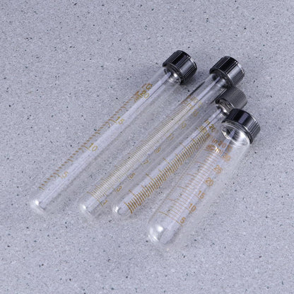 Graduated Glass Test Tubes with Screw Caps 4 Sizes 10ml 15ml 20ml 30ml Sample Storage Tube Set for Liquid Measuring Use 6.10 in