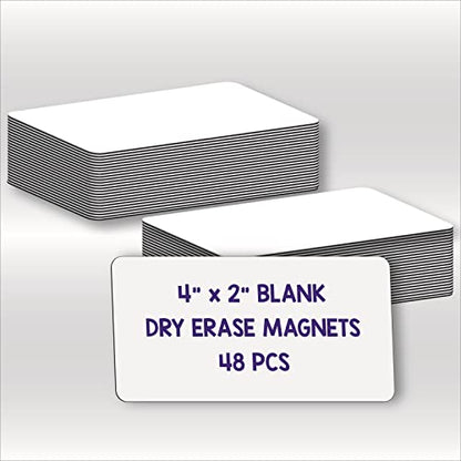 IMAGAME Blank Magnetic Dry Erase Magnets Labels, 4" x 2", 48 Pack - size: 2" x 4" Blank